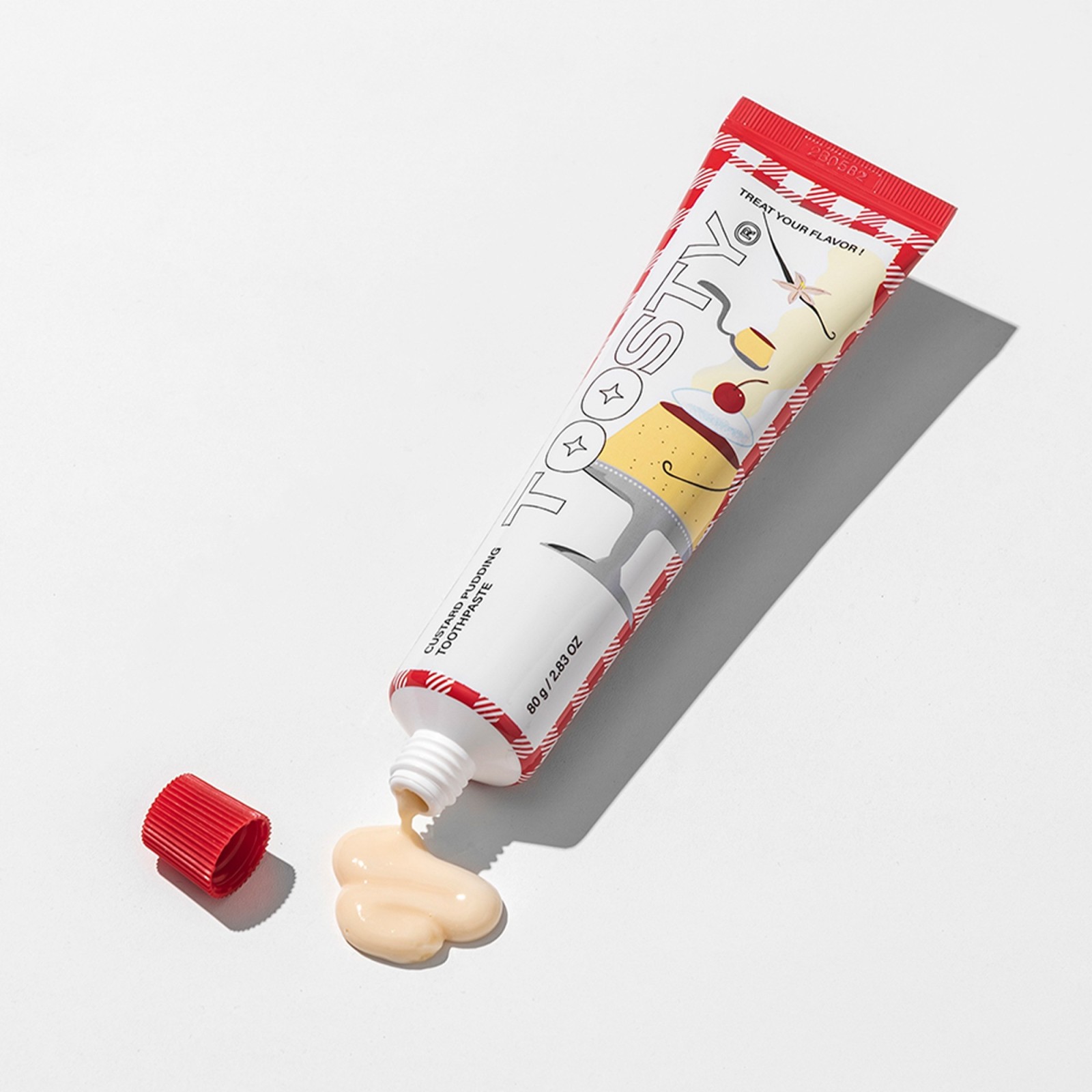 Dentifricio coreano al gusto di budino con fluoro - Disponibile nei formati da 80 g e 50 g - Toosty | MiiN Cosmetics